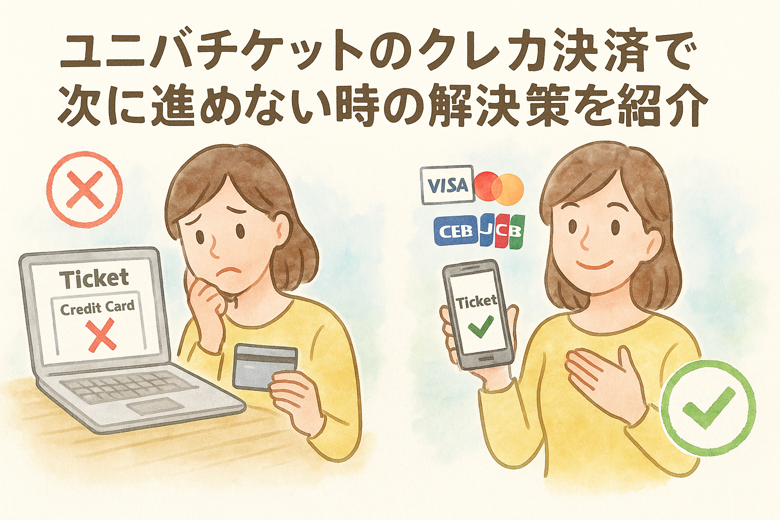 ユニバチケットのクレカ決済で次に進めない時の解決策を紹介