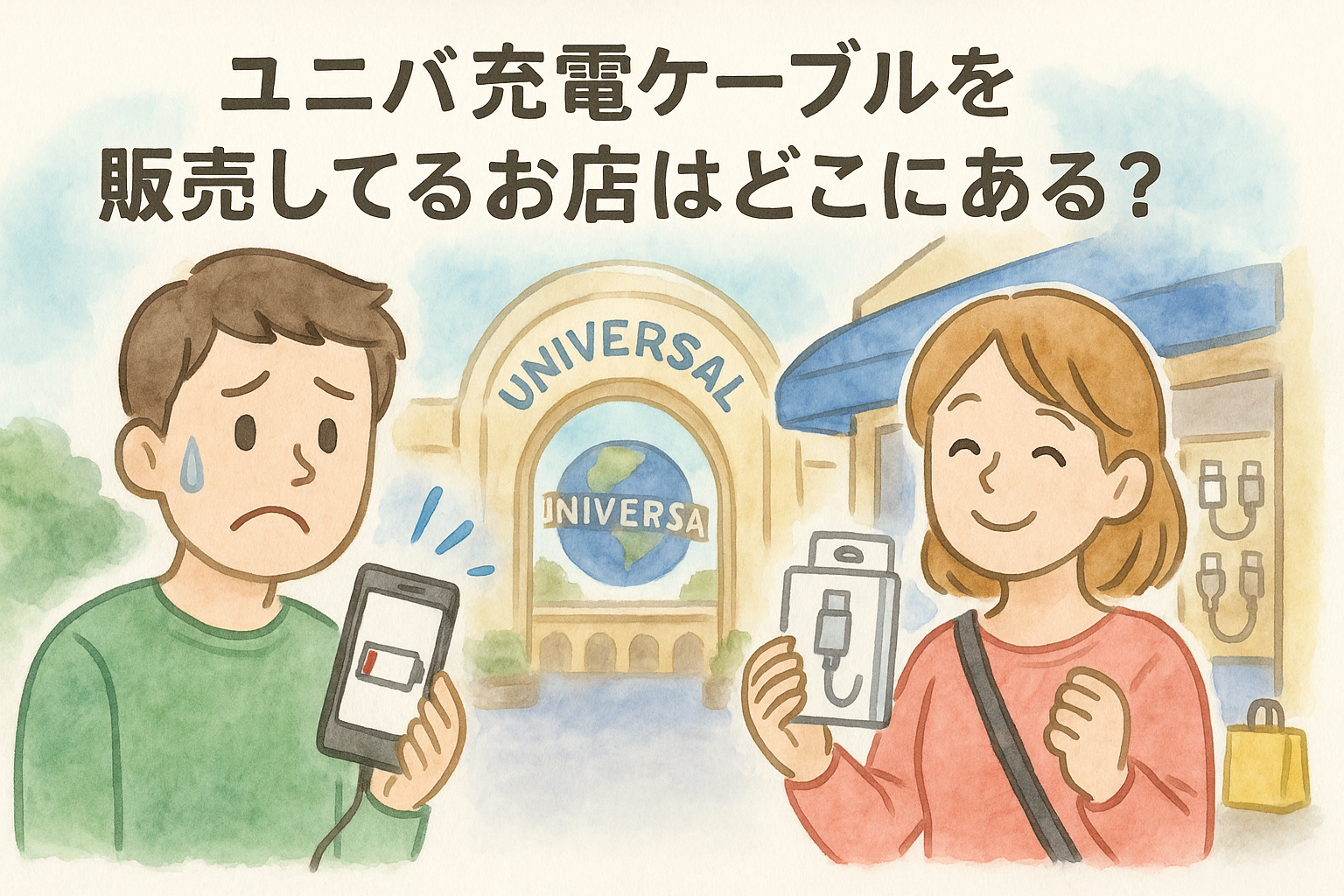 ユニバ充電ケーブルを販売してるお店はどこにある？