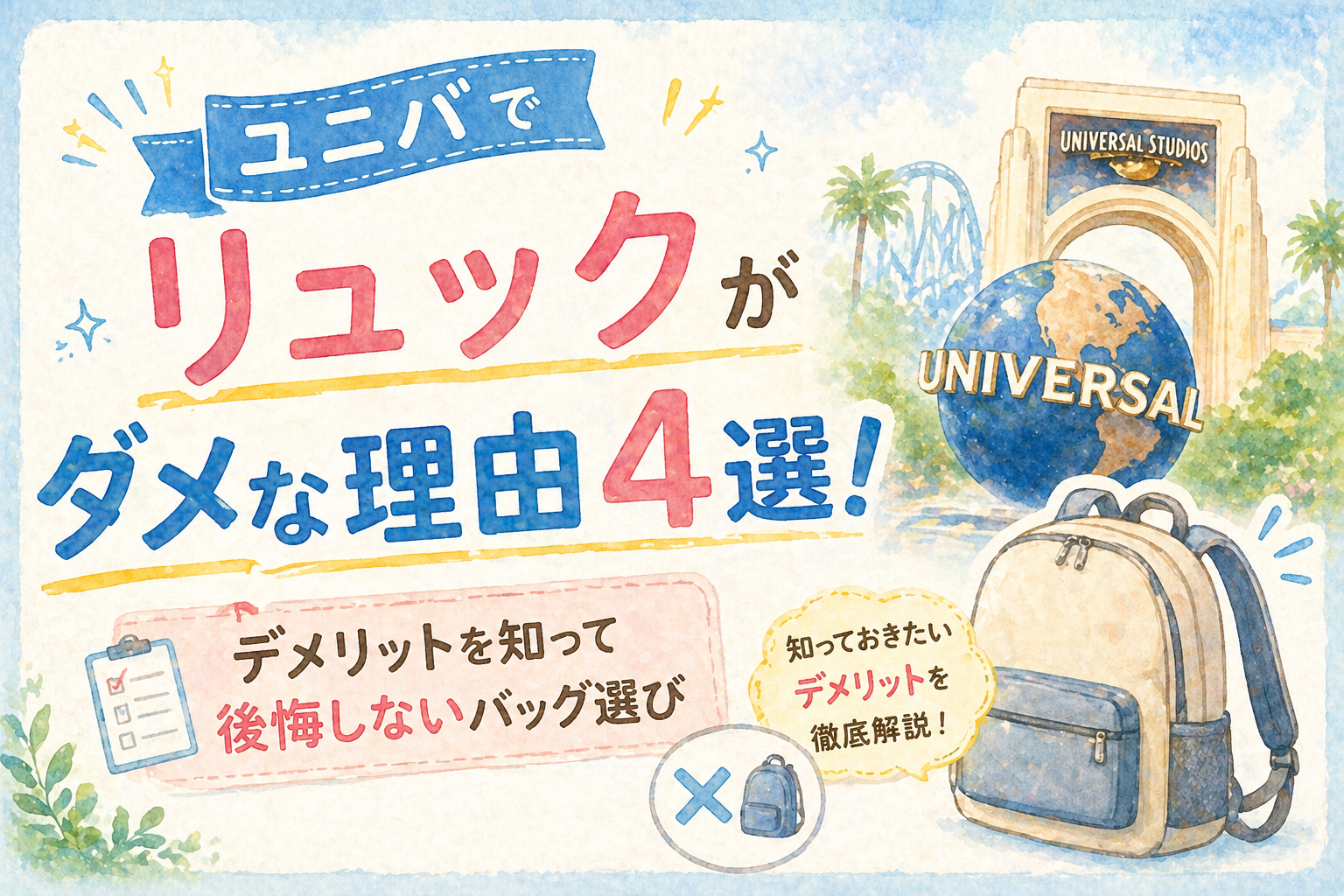 ユニバでリュックがダメな理由4選！デメリットを知って後悔しないバッグ選び