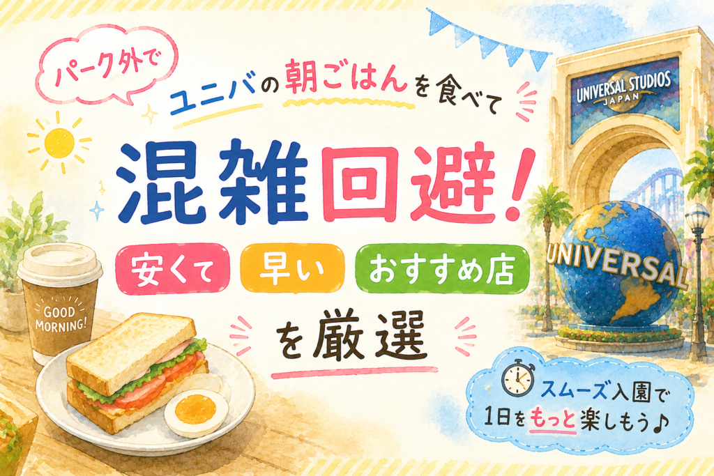 パーク外でユニバの朝ごはんを食べて混雑回避！安くて早いおすすめ店を厳選
