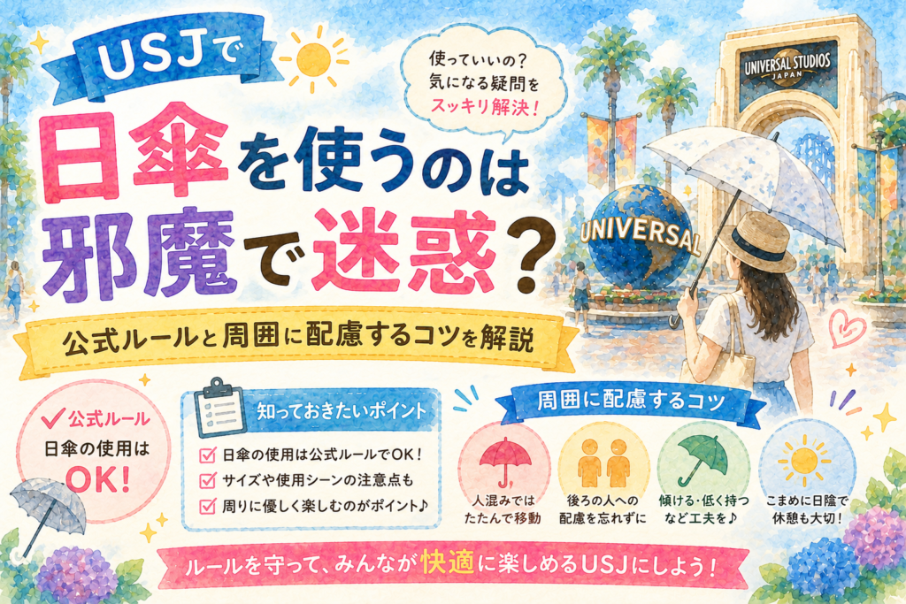 USJで日傘を使うのは邪魔で迷惑？公式ルールと周囲に配慮するコツを解説