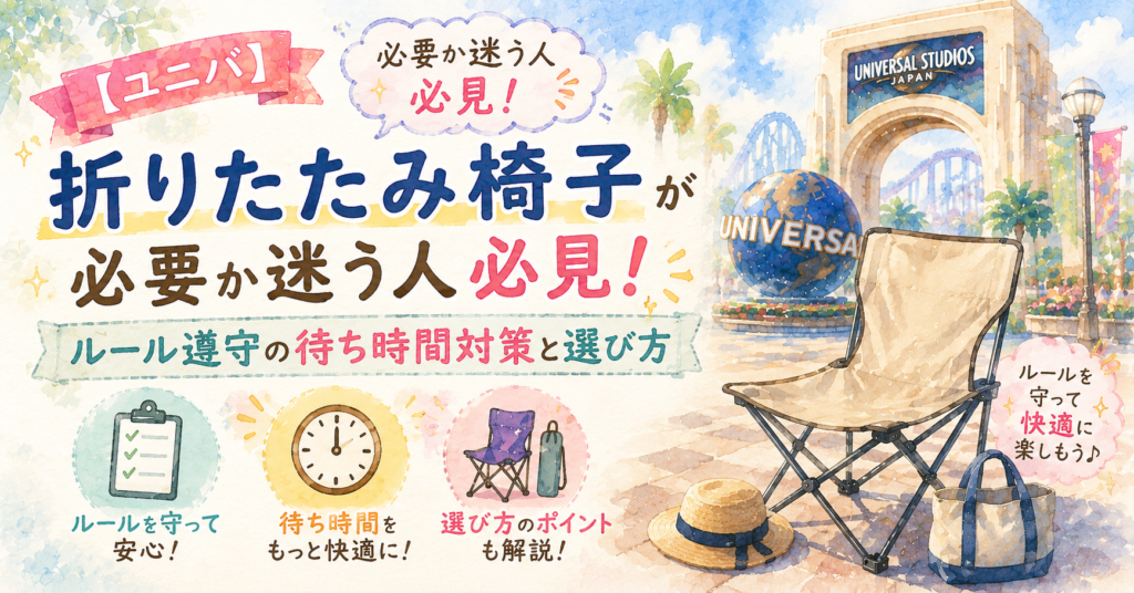 【ユニバ】折りたたみ椅子が必要か迷う人必見！ルール遵守の待ち時間対策と選び方