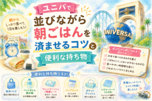 ユニバで並びながら朝ごはんを済ませるコツと便利な持ち物