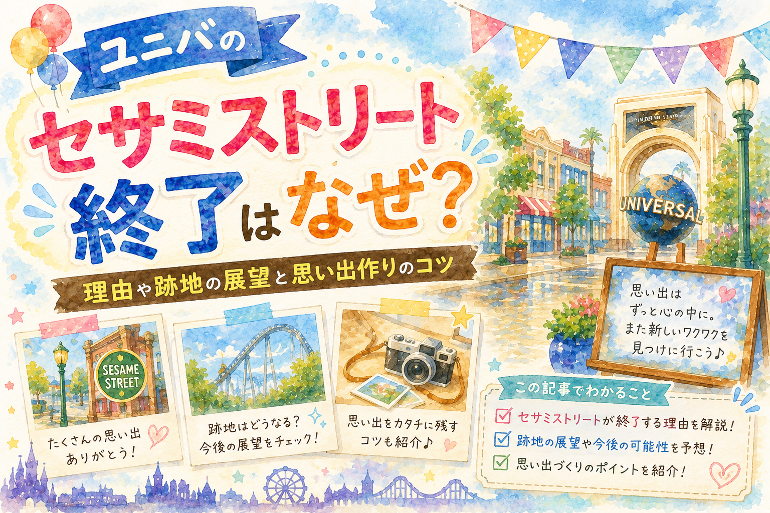 【保存版】ユニバのセサミストリート終了はなぜ?理由や跡地の展望と思い出作りのコツ