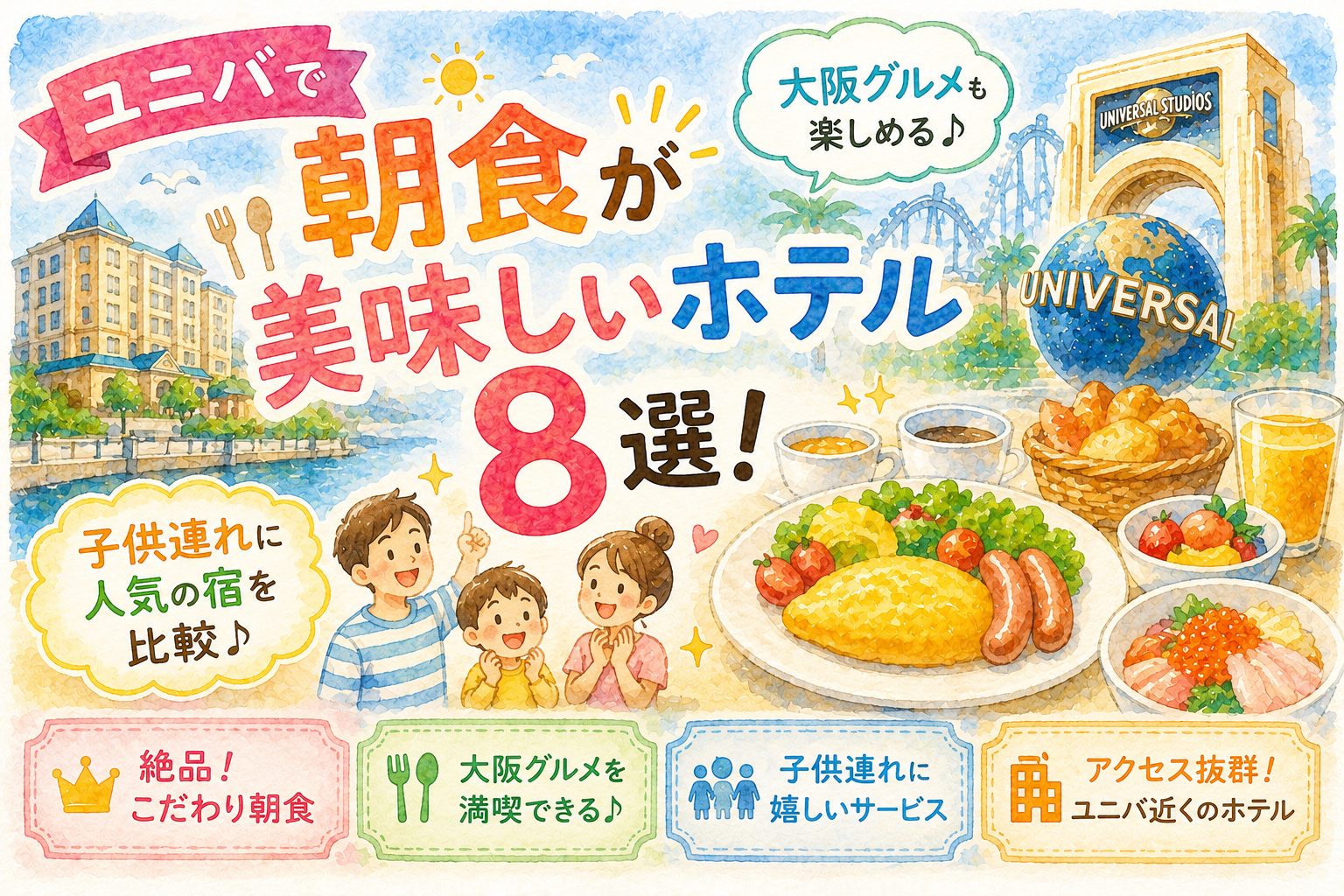ユニバで朝食が美味しいホテル8選!大阪グルメや子供連れに人気の宿を比較